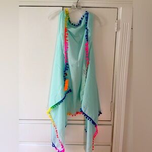 NWT Pool to Party Colorful Pom-Pom Trim cover up O/S